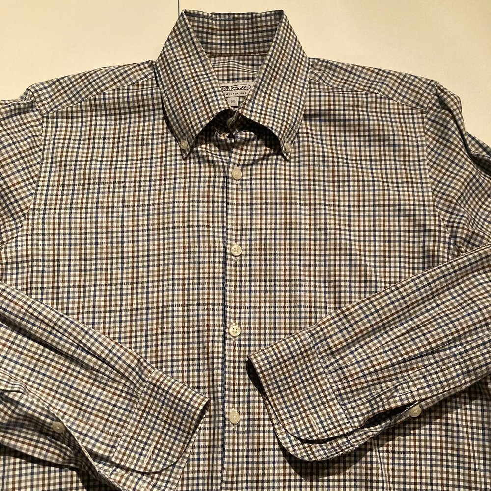 Piattelli Barneys New York Mens Long Sleeve Button Down Shirt Multicolor Checks